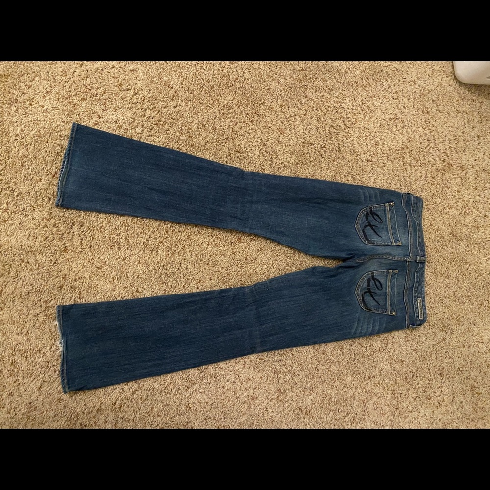 Express Stella Low Rise Boot Cut jeans.